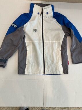 Youth Mooto Taekwondo windbreaker Hooded White, Gray & Blue Sport Jacket 140